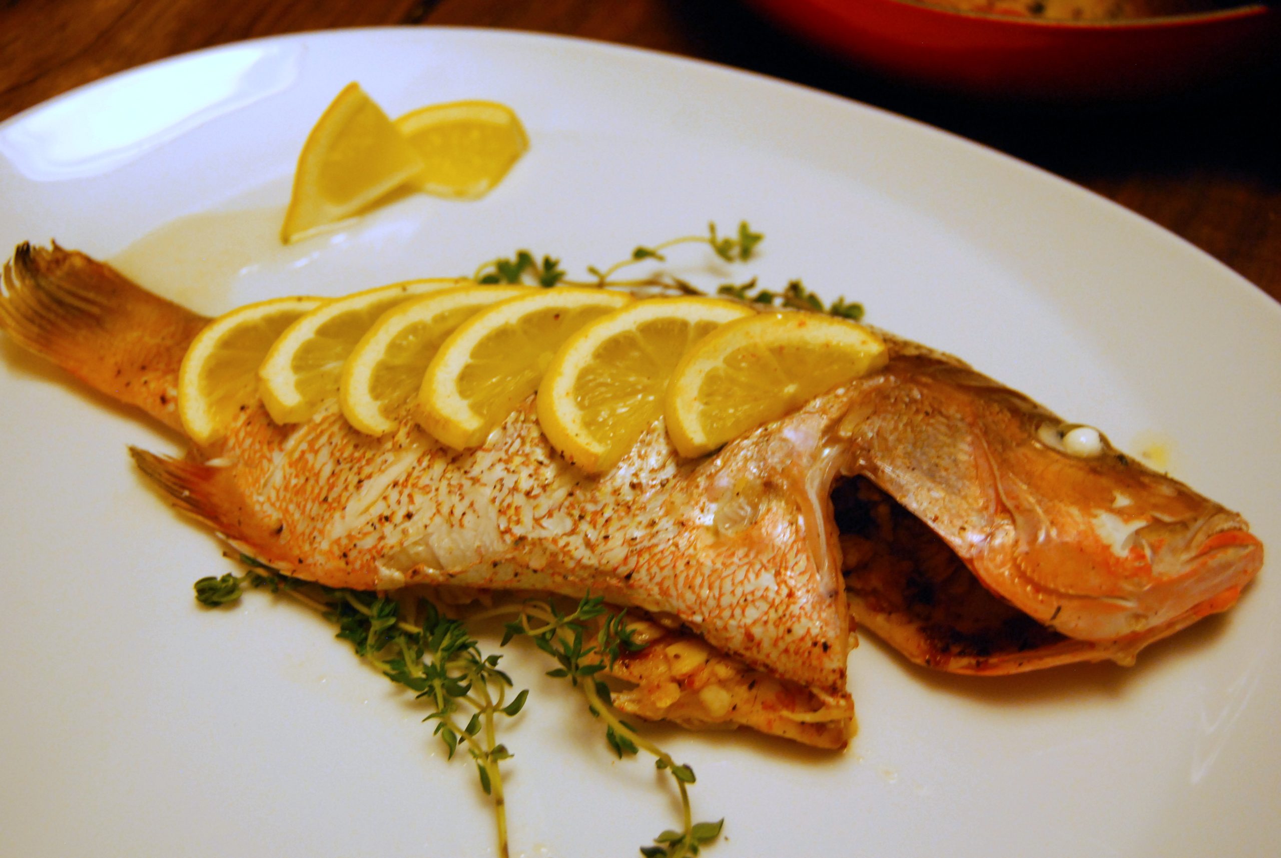 baked whole red snapper